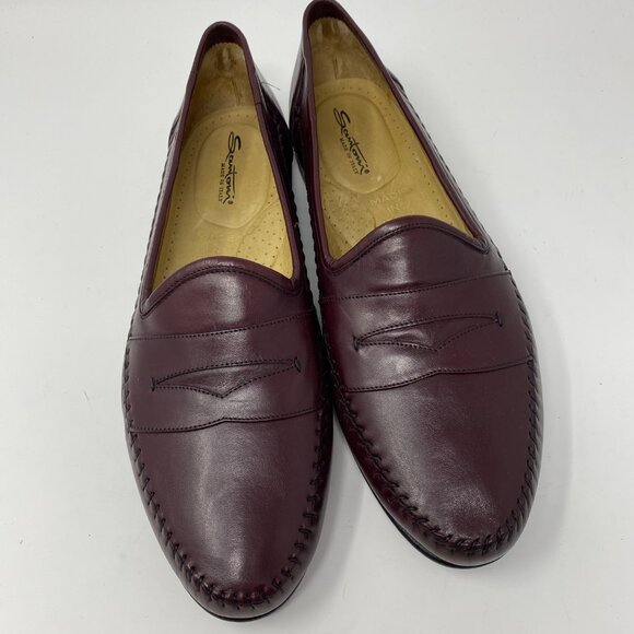 NEW santoni leather slip on loafer shoes main image 8